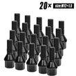 20x Black 12x1.5 Cone Seat Wheel Lug Bolts 28mm Shank / 17mm Hex