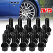 20x Black 12x1.5 Cone Seat Wheel Lug Bolts 28mm Shank / 17mm Hex