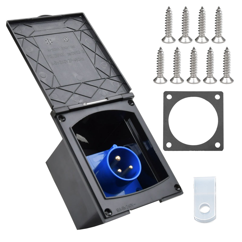 Mains Hook Up Inlet Socket for Caravan VW Motorhome Flush Fitting ...