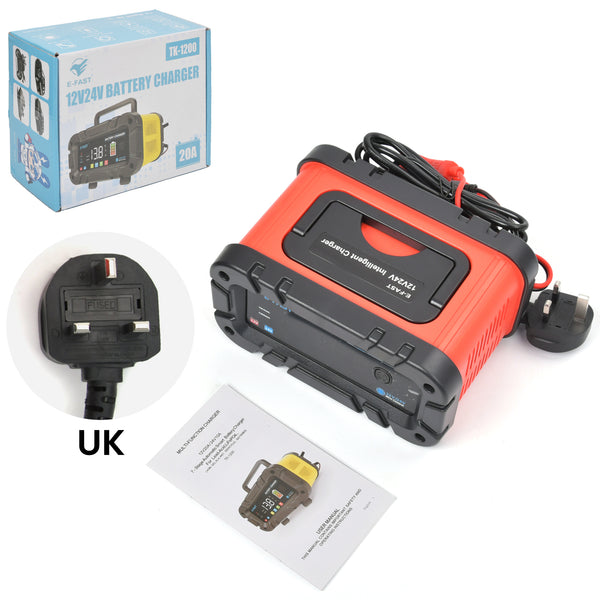 12V/20A 24V/10A Battery Charger for Car Lithium Lead Acid LiFePO4 AGM GEL