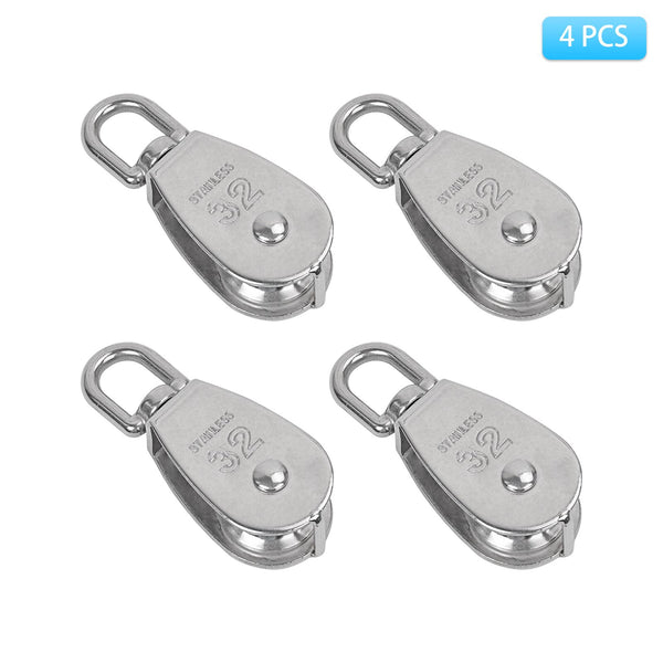 4X M32 Heavy Duty Stainless Steel Single Wheel Swivel Lifting Rope Pulley