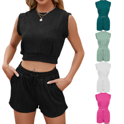 Women Sets Outfits Casual Crop Top and Shorts Set
