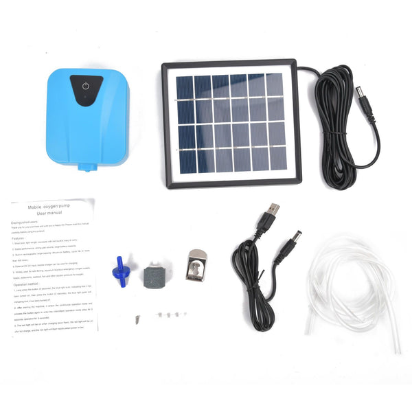 Solar Powered Air Stone Aerator Pond Water Oxygenator Oxygen Pump