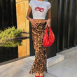 Women's Vintage Leopard Print High Waist Skirt
