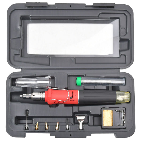10-in-1 Auto Ignition Butane Gas Torch Soldering Iron Set Cordless