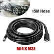 15M High Pressure Washer Hose Pipe Jet Wash Lance Thread M14 X M22