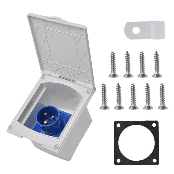 Mains Hook Up Inlet Socket for Caravan VW Motorhome Flush Fitting