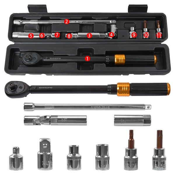 1/4" 3/8"1/2" Torque Wrench Set,5-60Nm Dual Direction Adjustable