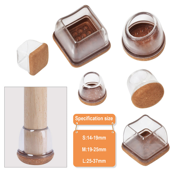 Upgraded Silicone Chair Leg Floor Protectors Caps Covers Felt