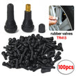 100x TR413 Tubeless Tyre Valves & Dust Caps Rubber Snap In Car