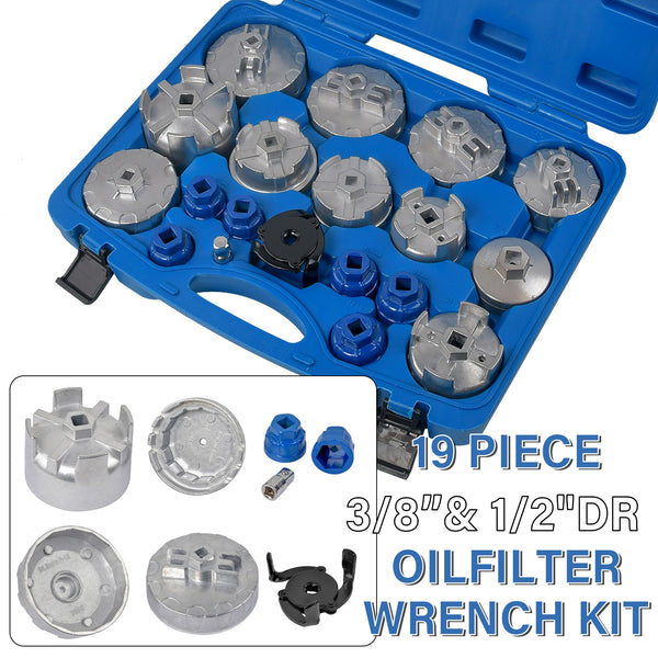 Oil Filter Wrench Cup Set 19PCS 1/2" &amp; 3/8" Drive