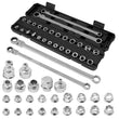 27PC FLEXI HEAD RATCHET SPANNER SET EXTRA LONG 6PT E SOCKET