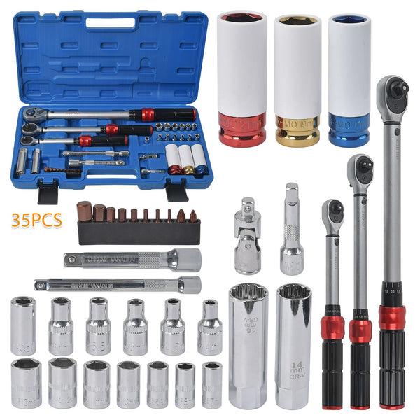TORQUE WRENCH SET 5-25Nm 10-60Nm 20-210Nm 35-pcs. 1/4" 3/8" 1/2"