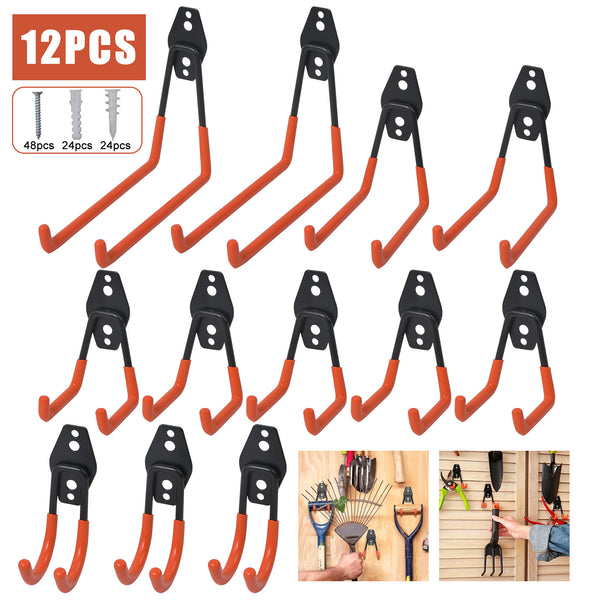 12X Storage Hooks Utility Double Wall Mount Garage Organization Tools