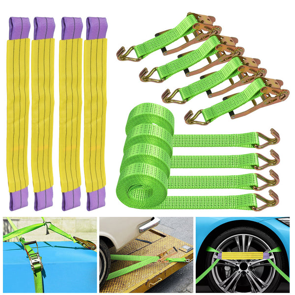 4x Wheel Ratchet Strap Recovery Transport Trailer
