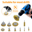 10Pcs Brush Drill Attachment Bit Kit Copper-coated steel Cleaning Wheel Cup Tool