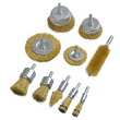 10Pcs Brush Drill Attachment Bit Kit Copper-coated steel Cleaning Wheel Cup Tool