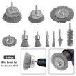 10Pcs Brush Drill Attachment Bit Kit Copper-coated steel Cleaning Wheel Cup Tool