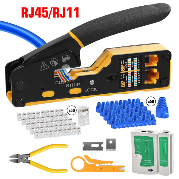 RJ45/RJ11 Network Tool Cat5e/6 Ethernet Crimper Pass