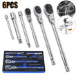 6 Pcs 1/4" 3/8" 1/2" Flex Head Ratchet Set 72 Tooth
