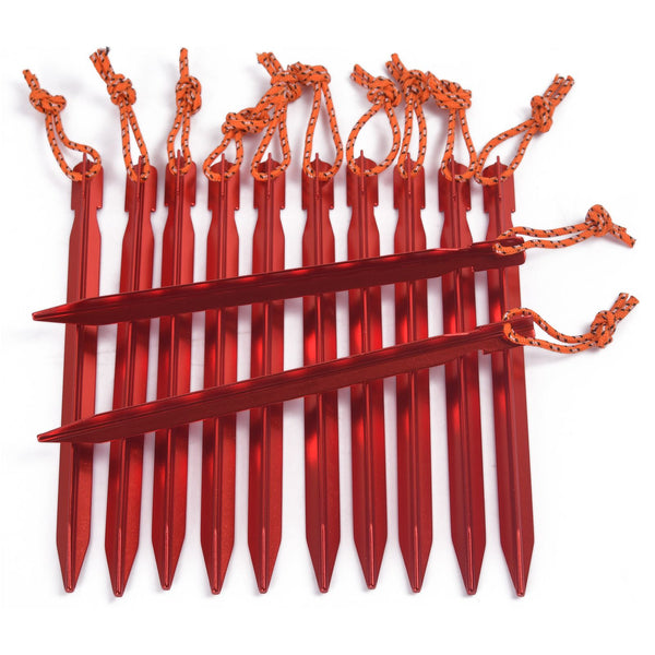 Pack of 12 Aluminium Alloy Tent Pegs 18cm Lightweight Nail Stakes Outdoor