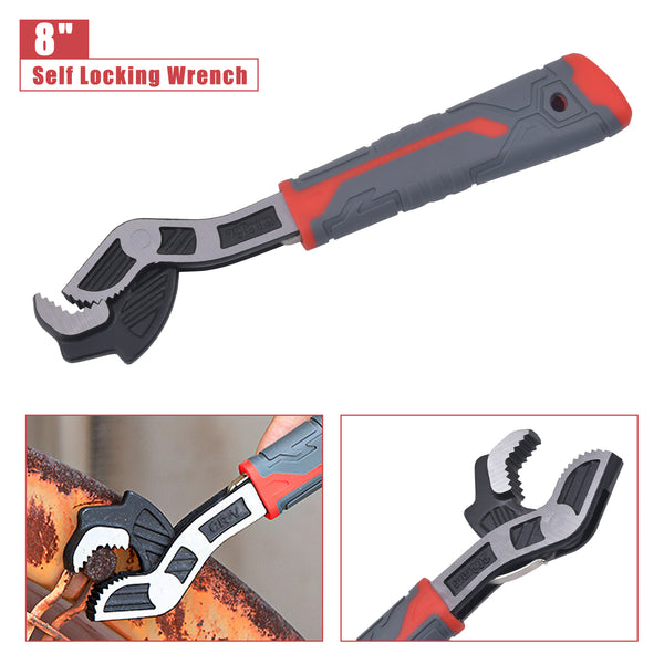 8" Self Locking Wrench Self Adjustable Spanner Pipe Wrench