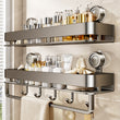 Shower Caddy Suction Cup 2 Pack with Hooks & Towel Rack