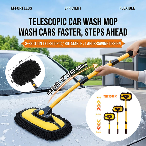 MICROFIBRE WASH BRUSH CLEANING MOP EXTENDABLE CAR CARAVAN