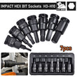 Impact Allen Key Hex 3/8" Drive Bit Socket Set H3 - H10 Bits 7pc