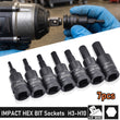 Impact Allen Key Hex 3/8" Drive Bit Socket Set H3 - H10 Bits 7pc