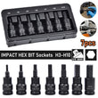 Impact Allen Key Hex 3/8" Drive Bit Socket Set H3 - H10 Bits 7pc