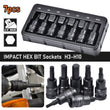 Impact Allen Key Hex 3/8" Drive Bit Socket Set H3 - H10 Bits 7pc