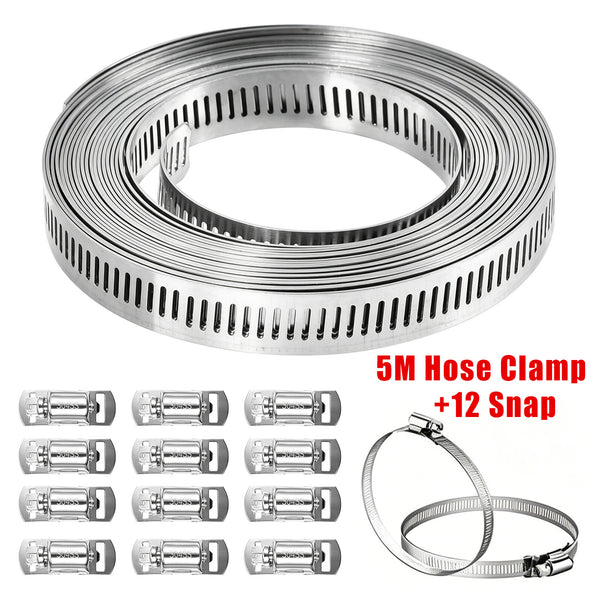 5M Stainless Steel Hose Clamp Large Adjustable Clips with Fasteners