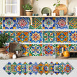 24Pk Mediterranean Tile Stickers Waterproof Vinyl Splashback