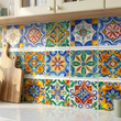 24Pk Mediterranean Tile Stickers Waterproof Vinyl Splashback