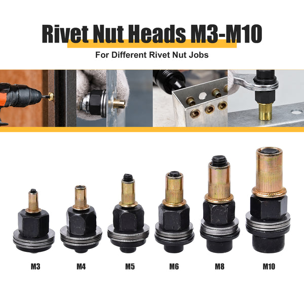 6PCS Hand Rivet Nut Head Nuts