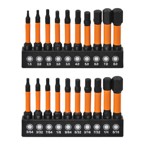 20Pcs 50mm Hex Allen Key Impact Driver Screwdriver Bits Kit
