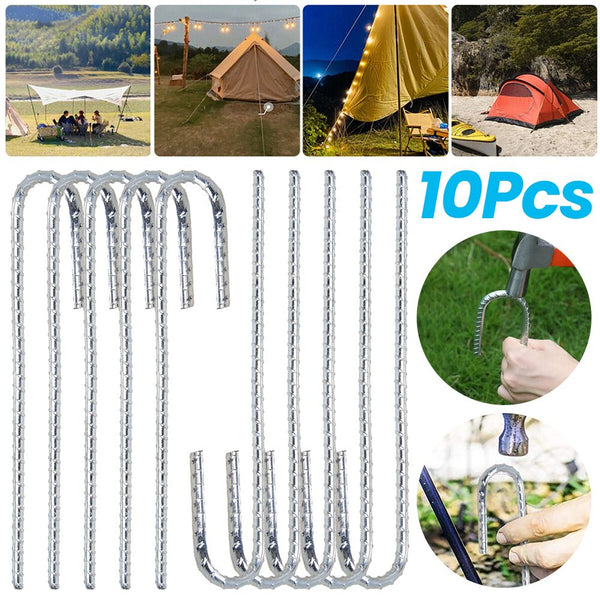 10 Heavy Duty Galvanised Steel Tent Pegs Metal Camping