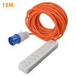 Camping 4 Way Extension Lead 15M (Electric Hook Up Cable Caravan Campsite)