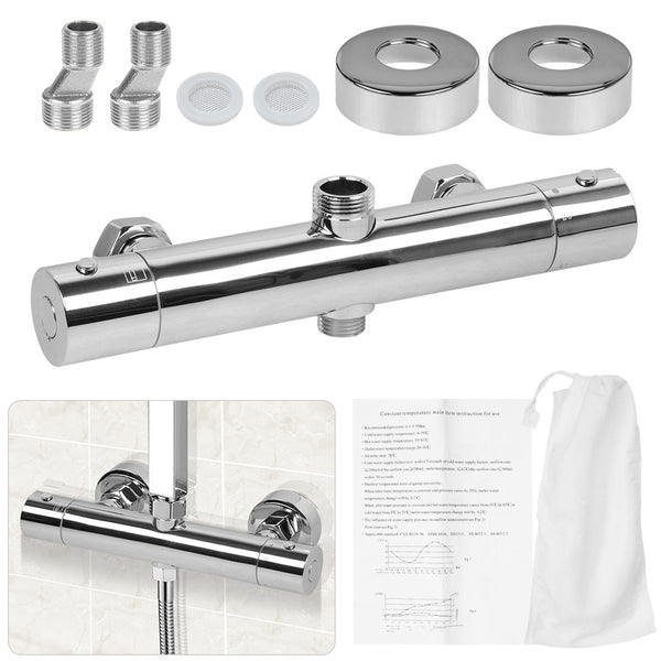 Chrome Bathroom Thermostatic Bath Shower Mixer Taps