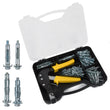 72pc Hollow Wall Fixings & Anchor Setting Tool Kit Set Plaster Boarding & Case