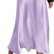 Women High Waist Solid Maxi Satin Skirt