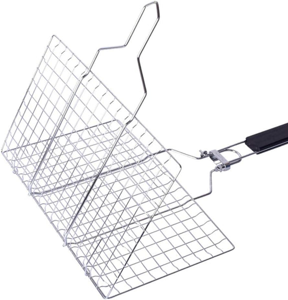 Stainless Steel Grilling Basket Portable Non-Stick Grill Basket with Handle