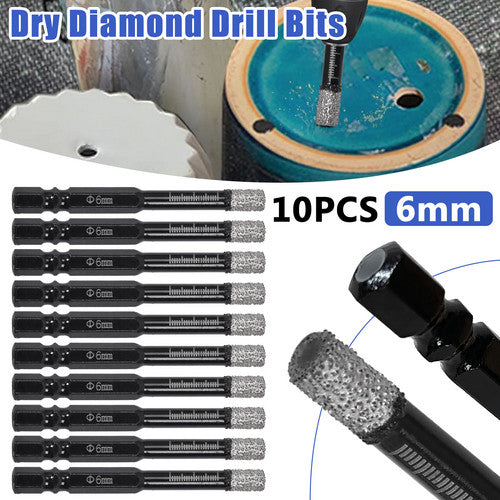10x 6mm Dry Diamond Drill Bits For Porcelain Granite Tile Glass