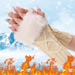 Outdoor Windproof Arm Gloves with Fluffy Sleeve Cuff