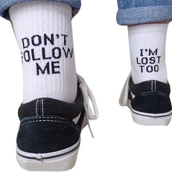 Don't follow me I'm Lose too Men Letter Print Funny Socks