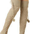 Women Knitted Socks Soild Color Over Knee Stockings