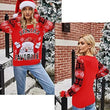 Women Novelty Santa Claus Round Neck Knit Sweater  Pullover