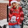 Women Novelty Santa Claus Round Neck Knit Sweater  Pullover