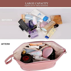 PU Leather Large Capacity  Double Layer Travel Cosmetic Bag